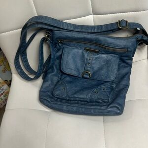 Stone and co blue purse with floral pattern